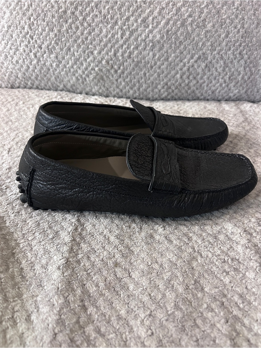Black Leather Driving Loafers